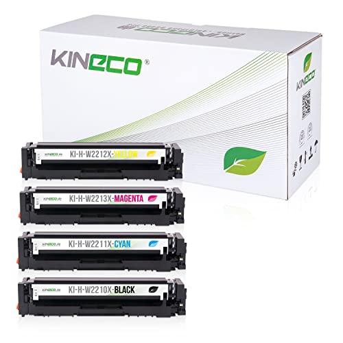 Kineco 4 Toner mit CHIP kompatibel für HP Color Laserjet Pro M255dw M255nw MFP M282nw MFP M283cdw MFP M283fdn MFP M283fdw W2210X W2211X W2212X W2213X 207X von Kineco
