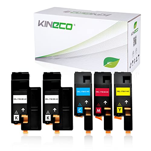 Kineco 5 Toner kompatibel mit Dell C1760nw, 1250c, C1765nfw, C1700 Series, 1350cnw, 1355cnw - Schwarz je 2.000 Seiten, Color je 1.400 Seiten von Kineco