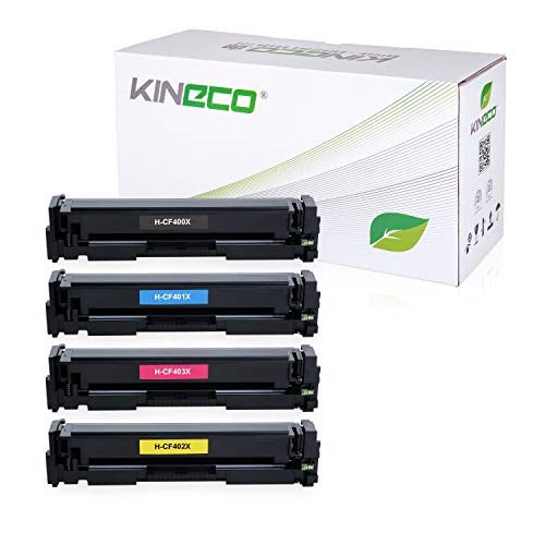Kineco 5 Toner kompatibel mit HP 201X CF400X CF401X CF402X CF403X Laserjet Pro MFP M277dw, M277n, M274n, Laserjet Pro M252dw, M250 Series - Schwarz je 2.800 Seiten, Color je 2.300 Seiten von Kineco