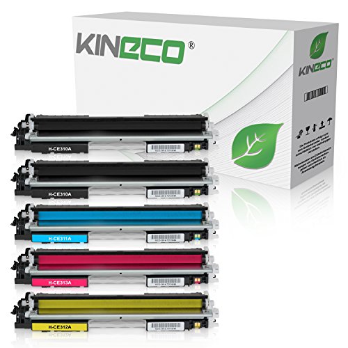 Kineco 5 Toner kompatibel mit HP CE310-CE313 Laserjet Pto 100 Color MFP M175, Pro M275, Color Laserjet Pro CP1021, CP1025, CP1028 - Schwarz je 1.200 Seiten, Color je 1.000 Seiten von Kineco