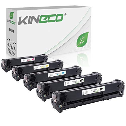 Kineco 5 Toner kompatibel mit HP CF210X CF211A CF212A CF213A Laserjet Pro200 M251n M276nw e-All-in-One - 131A,131X - Schwarz je 2.400 Seiten, Color je 1800 Seiten von Kineco