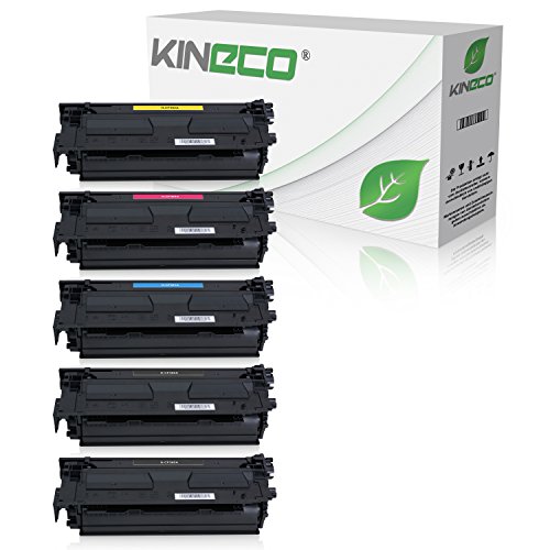 Kineco 5 Toner kompatibel mit HP CF360A-CF363A Color Laserjet Enterprise M552dn, M553 DN/n/x M577 c/DN/f - 508A - Schwarz je 12.500 Seiten, Color je 9.500 Seiten von Kineco