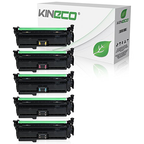 Kineco 5 Toner kompatibel mit HP Laserjet Enterprise 500 M 575 C F 570 DN N XH Pro 500 Color MFP M 570 DN DW Color Flow MFP M 575 C CE400X CE401A CE402A CE403A Schwarz je 11.000 Color je 5.500 Seiten von Kineco
