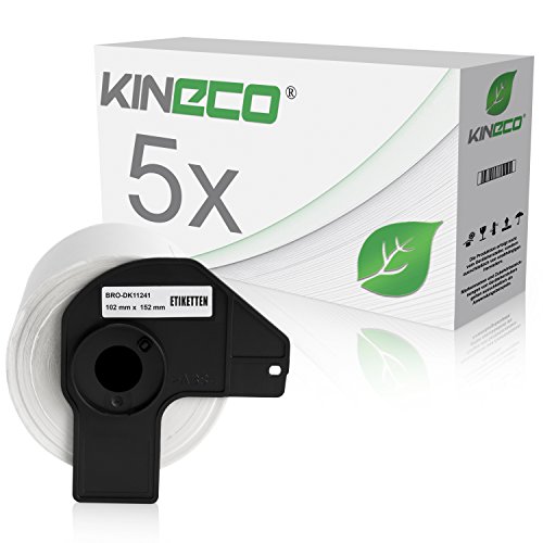 Kineco 5x Versand-Etiketten kompatibel für Brother DK11241 - je 200 Stück - 102mm x 152mm P-Touch QL-1050 1050N 1060N von Kineco