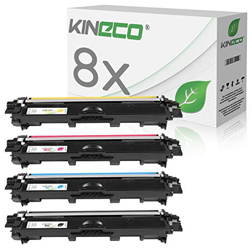 Kineco 8X Toner ersetzt TN241 TN245 Multipack 2X BK 2X CMY für Brother HL-3142CW MFC-9332CDW von Kineco