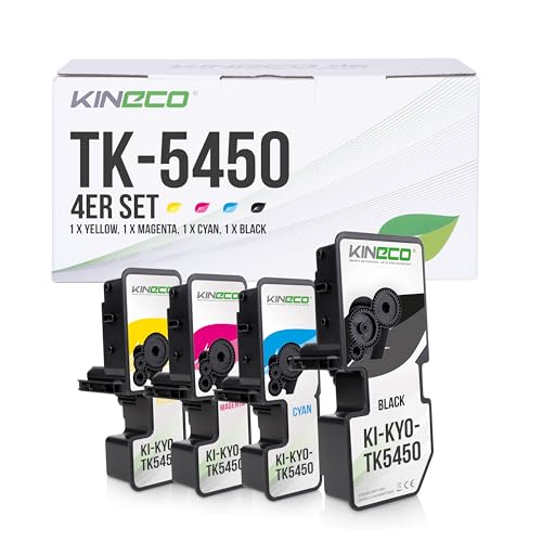 Kineco Toner TK5450 kompatibel mit Kyocera ECOSYS MA2600cwfx MA2600cfx PA2600cwx PA2600cx MA2600cwfx Plus MA2600cfx Plus PA2600cwx Plus PA2600cx Plus (4er Set Schwarz-Cyan-Magenta-Yellow) inkl. Chip von Kineco
