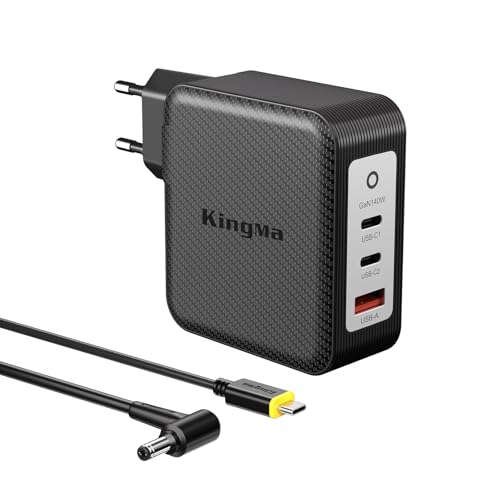 King Ma 140W GaN Laptop Ladegerät, PD 3.1 Schnellladegerät mit klappbarem Stecker & USB-C Kabel, 3-Port tragbares Ladegerät kompatibel mit Asus X550J/K550J/W50J/FX60V/N56V/A550J/N53s/A550J/FX80G/FX50 von King Ma
