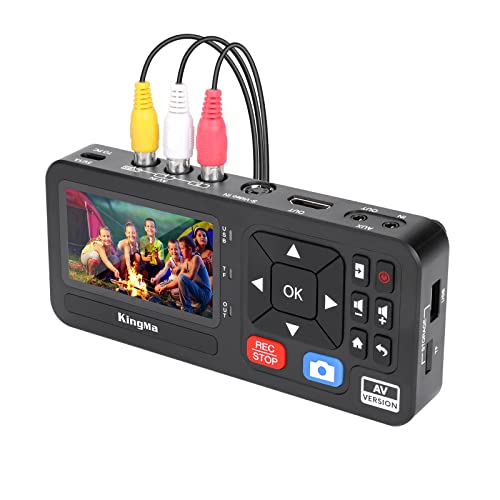 King Ma 3inch Video Grabber, 1080P 60FPS VHS Videorecorder Digitalisieren Capture von RCA, VCR, DVD, VHS Tapes, Hi8, Camcorders, Gaming-TF/SD/USB Storsage (AV) von King Ma