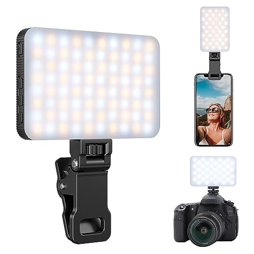 King Ma Selfie-Licht für iPhone, LED-Clip-on-Telefonlicht, 3 Farbmodi LED-Lichter mit intelligentem Lichtsensor, wiederaufladbarer 2000-mAh-Akku Kameralichter für Videokonferenzen/TikTok-Live-Stream von King Ma