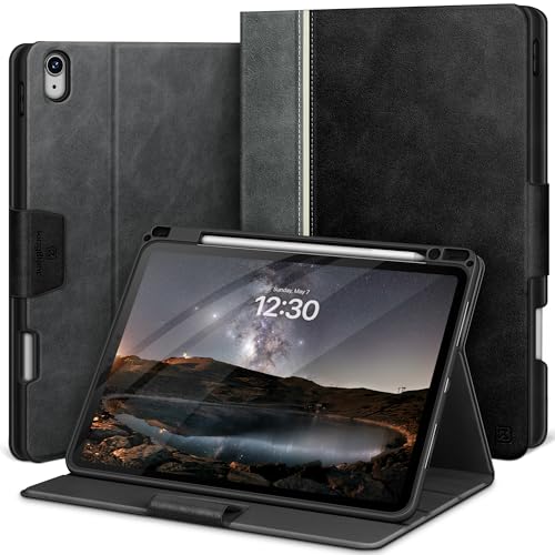 KingBlanc für iPad Air 13 Zoll Hülle M3/M2 (2025/2024) mit Stifthalter, Veganes Leder Schutzhülle, Auto Schlaf/Wach, Unterstützt Pencil Pro und Pencil (USB-C), Verstellbarer Ständer, Schwarz von KingBlanc