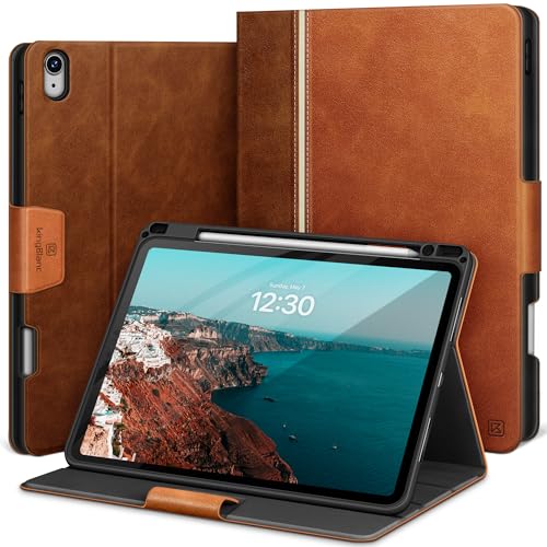 KingBlanc für iPad Air 13 Zoll Hülle M3/M2 (2025/2024) mit Stifthalter, Veganes Leder Schutzhülle, Auto Schlaf/Wach, Unterstützt Pencil Pro und Pencil (USB-C), Verstellbarer Ständer, Braun von KingBlanc