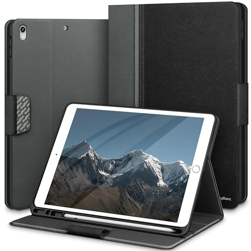 KingBlanc Hülle für iPad Air 3 10.5" 2019 / iPad Pro 10,5 Zoll 2017 Modell mit Stifthalter, Auto Schlaf/Wach & Ständer Funktion, Veganes Leder Schutzhülle für iPad 10,5 Zoll, Schwarz von KingBlanc