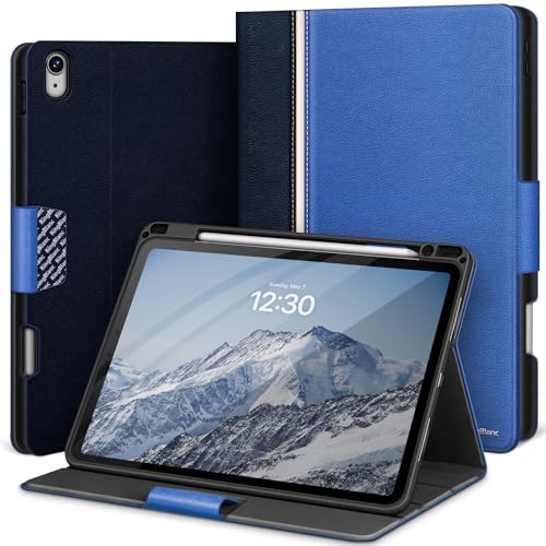 KingBlanc Hülle für 2022 iPad Air 5. Generation & 2020 iPad Air 4. Gen 10,9" mit Stifthalter, PU Leder Smart Cover, Unterstützt Apple Pencil2, Königsblau/Marineblau von KingBlanc