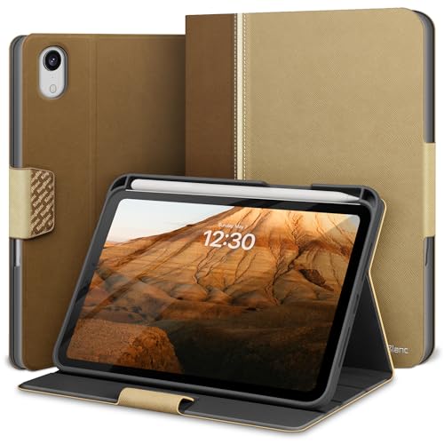 KingBlanc Hülle für iPad mini 7 (A17 Pro), iPad mini 7./6. Generation (2024/2021 8,3 Zoll) mit Pencil Halter, Smart Cover aus PU-Leder mit Standfunktion, Magnetverschluss, Beige von KingBlanc