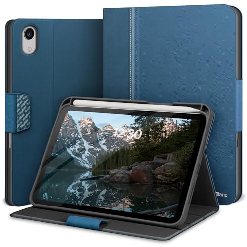 KingBlanc Hülle für iPad Mini 7 (A17 Pro), iPad Mini 7./6. Generation (2024/2021 8,3 Zoll) mit Pencil Halter, Smart Cover aus PU-Leder mit Standfunktion, Magnetverschluss, Blau von KingBlanc