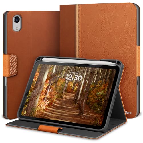 KingBlanc Hülle für iPad Mini 7 (A17 Pro), iPad Mini 7./6. Generation (2024/2021 8,3 Zoll) mit Pencil Halter, Smart Cover aus PU-Leder mit Standfunktion, Magnetverschluss, Braun von KingBlanc