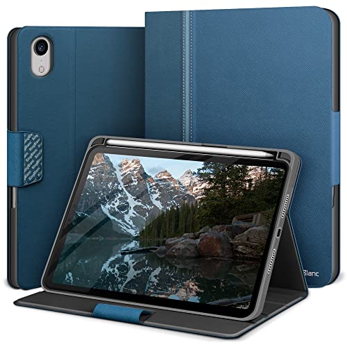 KingBlanc Hülle für iPad Mini 6. Generation 8,3 Zoll 2021 mit Stifthalter, Auto Schlaf/Wach, Veganes Leder Schutzhülle mit Standfunktion, Blau von KingBlanc