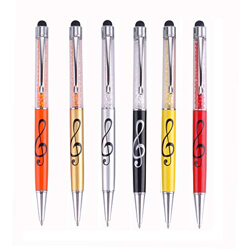 Stylus Pen Crystal Kugelschreiber Kapazitiver Diamant Schreiben Stifte Musik Note Ball Point Fit alle Touchscreen-Geräte (6 Stück) von KingPoint