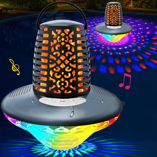 KingSom Bluetooth Lautsprecher Pool,Bluetooth Lautsprecher mit Flamme & RGB-Licht,Musikbox Tragbarer Bluetoothbox IP68 Wasserdichter lautsprechers,Dualen Bass-Treibern,TWS Pairing, Mikrofon, Grau von KingSom