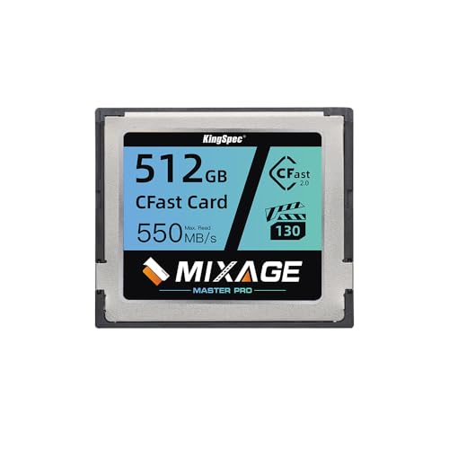 KingSpec 512 GB CFast 2.0 Speicherkarte, Media-Speicherkarte mit VPG130 3700X - bis zu 550 MB/s, für Filmemacher Content Creator von KingSpec