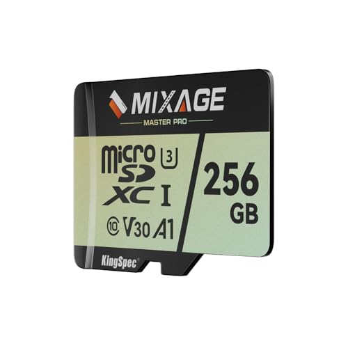 MIXAGE MicroSDXC-Karte, 256 GB, UHS-I U3/V30/A1/C10-175 MB/s Lesen, 110 MB/s Schreiben, 4K UHD Videoaufzeichnung – 3D-NAND-Flash-SD-Speicherkarte für Smartphones, Spielekonsolen, Dash/Sicherheits- und MIXAGE MicroSDXC-Karte, 256 GB, UHS-I U3/V30/A1/C10-175 MB/s Lesen, 110 MB/s Schreiben, 4K UHD Videoaufzeichnung – 3D-NAND-Flash-SD-Speicherkarte für Smartphones, Spielekonsolen, Dash/Sicherheits- und von KingSpec