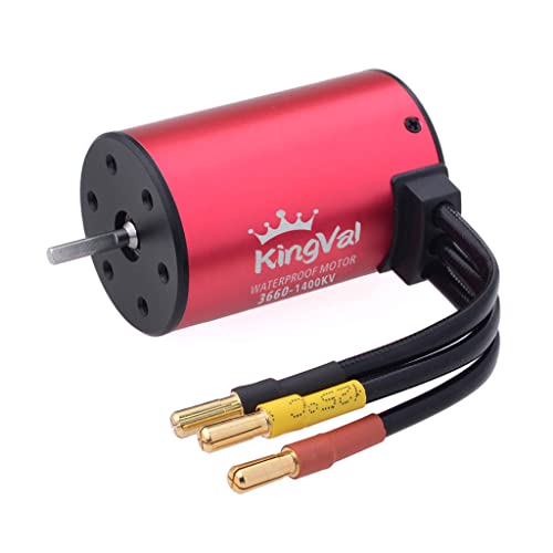 KingVal Ersatz-Motorwelle, 3660, 1400 kV, wasserdicht, bürstenlos, 3,175 mm, kompatibel mit 1/10 RC Auto von KingVal