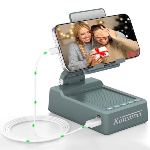 4-in-1-Handy-Ständer mit Lautsprecher, Bluetooth, kabellos, Powerbank, faltbare Handyhalterung, Geschenke für Herren und Damen, tragbare Handyhalterung mit Lautsprecher und rutschfester Unterseite von Kingamei