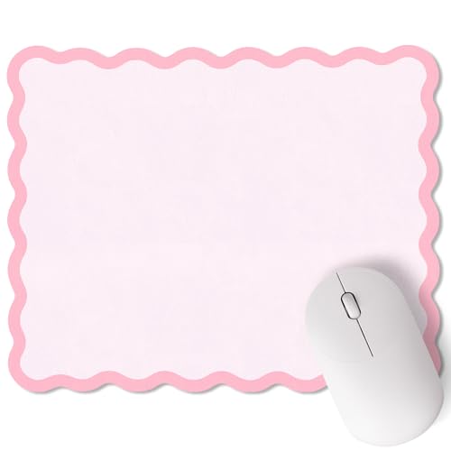 Kingdder Mauspad mit gewelltem Wellenmuster, 24 x 20 cm, rutschfeste Gummiunterseite mit wasserdichter Stoffoberfläche, niedliche Schreibtischunterlage für Damen, Mädchen, Büro, Gaming und von Kingdder