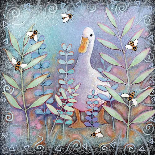 Imaginary Country Scenes Wildlife and Trees with a Story to Tell – Künstlerische Goldfolie gefischte Blanko-Grußkarte von Penny Gaj (Wandering Duck) von Kingfisher Cards