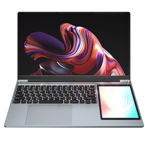 Dual Screen Laptop, 15.6 Zoll 1920 x 1080 IPS Screen, 7 Zoll Touchscreen, Intel Celeron N5095 Notebook Windows 11 Pro, 16GB DDR4 256GB SSD, Frontkamera, USB, Type-C, Mini HDMI, AC WIFI BT4.2 von KingnovyPC