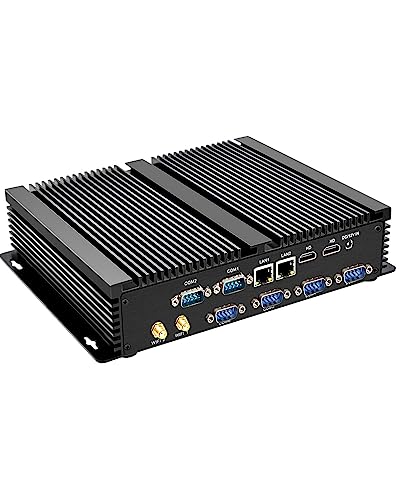 Fanless Mini PC Intel Core i7 4500U Windows 10 Pro, 8GB Ram 256GB SSD, 2*LAN, 6*COM Rs232, 2* HDMI, VGA, 8*USB, 2.4G+5G Dual WiFi,Industrial Barebone Mini Desktop Computer von KingnovyPC