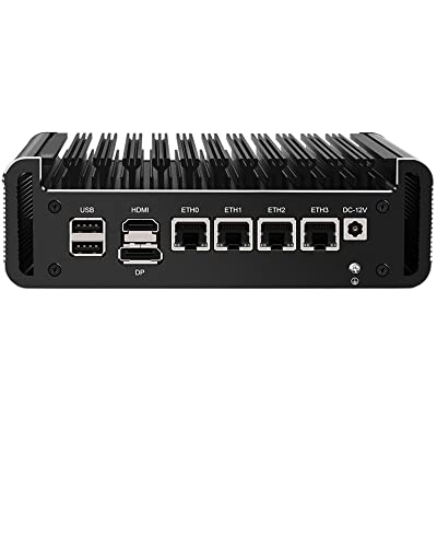 Firewall Micro Appliance, 4 Port i225 2.5G LAN Fanless Mini PC Celeron N5105, Gigabit Ethernet AES-NI VPN Router Openwrt Barebone von KingnovyPC