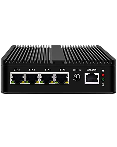 KingnovyPC Firewall Micro Appliance, 4 Port i226 2.5GbE LAN Fanless Mini PC N5105, 2* DDR4, 16GB DDR4 256GB NVMe, HDMI, DP, RJ45 COM, 4*USB Gigabit Ethernet AES-NI VPN Router Openwrt Barebone von KingnovyPC