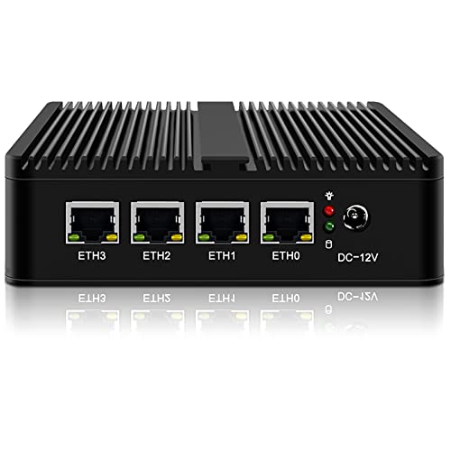 KingnovyPC Firewall Micro Appliance Fanless Mini PC N4000, 4 Port i226 2.5GbE LAN, 2*USB,1* HDMI,1* VGA, Gigabit Ethernet AES-NI VPN Router PC, Server PC, Netgate PC, Openwrt, 16GB DDR4 256GB SSD von KingnovyPC