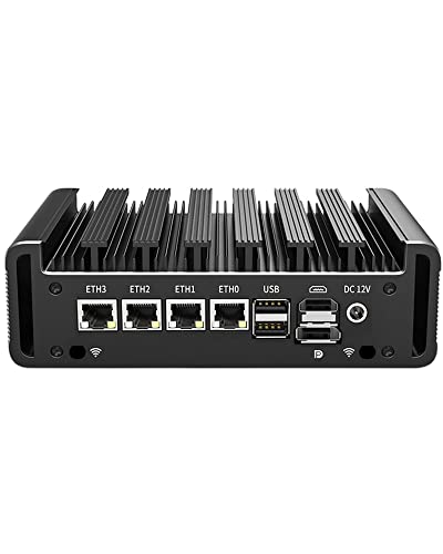 KingnovyPC Firewall Micro-Geräte, 4 Port i226 2,5G LAN Lüfterloser Mini PC Celeron J6412, 4 x USB + 1 x HDMI + 1 x DP, Gigabit Ethernet AES-NI VPN Router Openwrt Barebone von KingnovyPC
