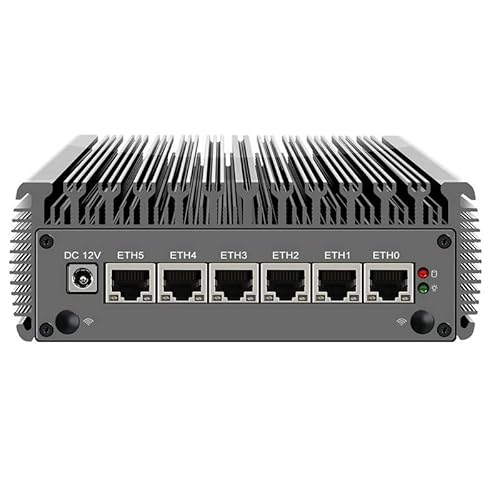 KingnovyPC Firewall Micro-Geräte, 6 Port i225 2,5G LAN Lüfterloser Mini PC Celeron J4125, Gigabit Ethernet AES-NI VPN Router Openwrt Barebone, Silber von KingnovyPC