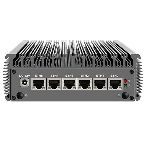 KingnovyPC Firewall Micro-Geräte, 6 Port i225 2,5G LAN Lüfterloser Mini PC Celeron J4125, Gigabit Ethernet AES-NI VPN Router Openwrt Barebone, Silber von KingnovyPC