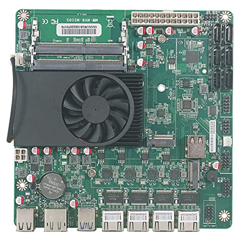 KingnovyPC NAS Motherboard 4 Port i225-V B3 2,5 GbE LAN, 4 x LAN 2 x M.2 NVMe 6 x SATA 3.0 HDMI2.0 DP, Mini ITX 17 cm Soft Routing, Gigabit Ethernet AES-NI VPN Router Openwrt Barebone Micro Appli. ance von KingnovyPC