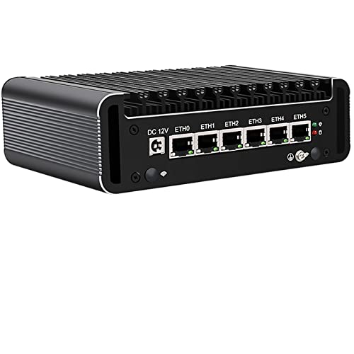 KingnovyPC Pentium N6005 Firewall Micro-Gerät, 6 Port i225 2,5 GbE LAN Lüfterloser Mini-PC, Gigabit Ethernet AES-NI VPN Router Openwrt Barebone Antennen Firewall Micro Appliance von KingnovyPC