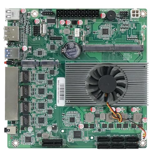 KingnovyPC NAS Motherboard 6-Bay Intel N100 4 Port i226-V 2.5GbE LAN, 1xDDR5, 2*M.2 NVMe PCIE X1, 6*SATA3.0, HDMI2.0 DP, 4* USB, Mini ITX 17x17CM, Soft Routing, DIY VPN Router Firewall von KingnovyPC