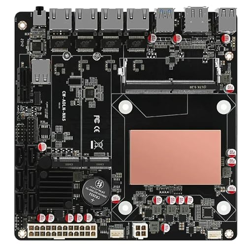 KingnovyPC NAS-Motherboard Intel N100 4 Port i226-V 2,5 GbE LAN, 1 x DDR5, 2 x M.2 NVMe PCIE X1, 6 x SATA3.0, HDMI2.0 DP Type-C, 3 x USB, Mini ITX 17 x 17 cm, Soft Routing, DIY VPN Router Firewall von KingnovyPC