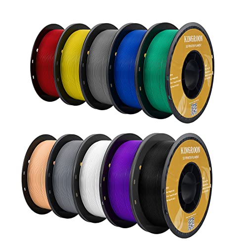 Kingroon PETG, Filament PETG, 3D Drucker Filament, Maßgenauigkeit +/- 0,03 mm, 1-kg-Spule (2,2 lbs), 1,75 mm, 10 kg Schwarz, Weiß, Grau, Rot, Blau, Grün, Gelb, Orange, transparent Silber von Kingroon