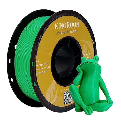 Kingroon PLA, PLA Filament 1,75 mm,PLA Filament 1.75 Gruen für 3D DruckerMFilament, Maßgenauigkeit +/- 0,03 mm, 1-kg-Spule (2,2 lbs), Grün PLA Filament von Kingroon