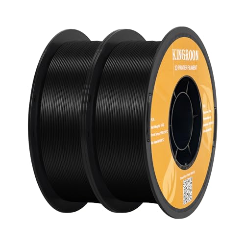 Kingroon PLA-Filament, 2 Packs Filament 1,75, 2 kg, schwarze PLA-Spule, 3D-Drucker-Filament, Maßgenauigkeit +/- 0,03 mm, PLA 1,75 mm Schwarz + Schwarz, PLA, passend für die meisten FDM 3D Drucker. von Kingroon