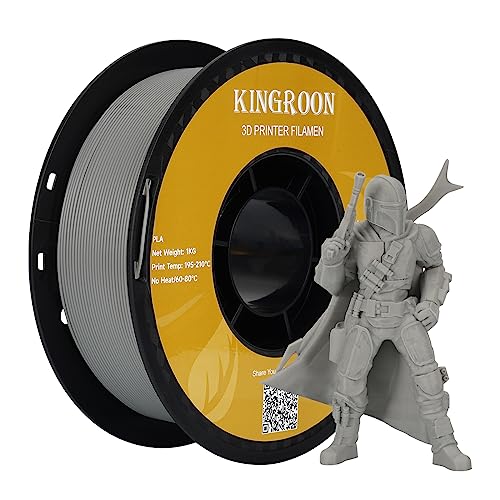 Kingroon PLA Filament, PLA Filament 1,75 Grau 1 kg, 1,75 mm PLA für 3D Drucker, Filament 1,75 mm PLA Maßgenauigkeit +/- 0,03 mm, 1-kg-Spule (2,2 lbs) von Kingroon