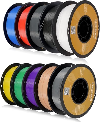 Kingroon PLA Plus (PLA+) 3D-Drucker-Filament, 10 Rollen, Maßgenauigkeit +/- 0,03 mm, 10-kg-Spule, 1,75 mm, Schwarz, Weiß, Grau, Rot, Blau, Grün, Lila, Haut, Silber, Gelb… von Kingroon