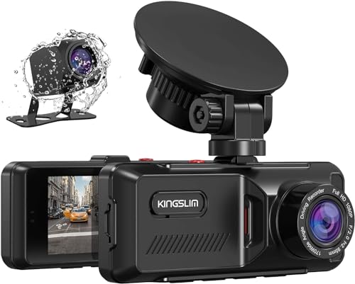 Dual Dashcam mit GPS, 1080P FHD Vorne und Hinten Autokamera mit 3.16 Zoll-IPS-Bildschirm 170°, G-Sensor, WDR, Loop-Aufzeichnung, Notfallaufzeichnung, Parkmonitor, Bewegungserkennung-D1 von Kingslim