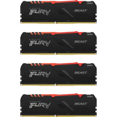 64GB (4x16GB) KINGSTON FURY Beast RGB DDR4-3600 CL18 RAM Gaming Arbeitsspeicher von Kingston