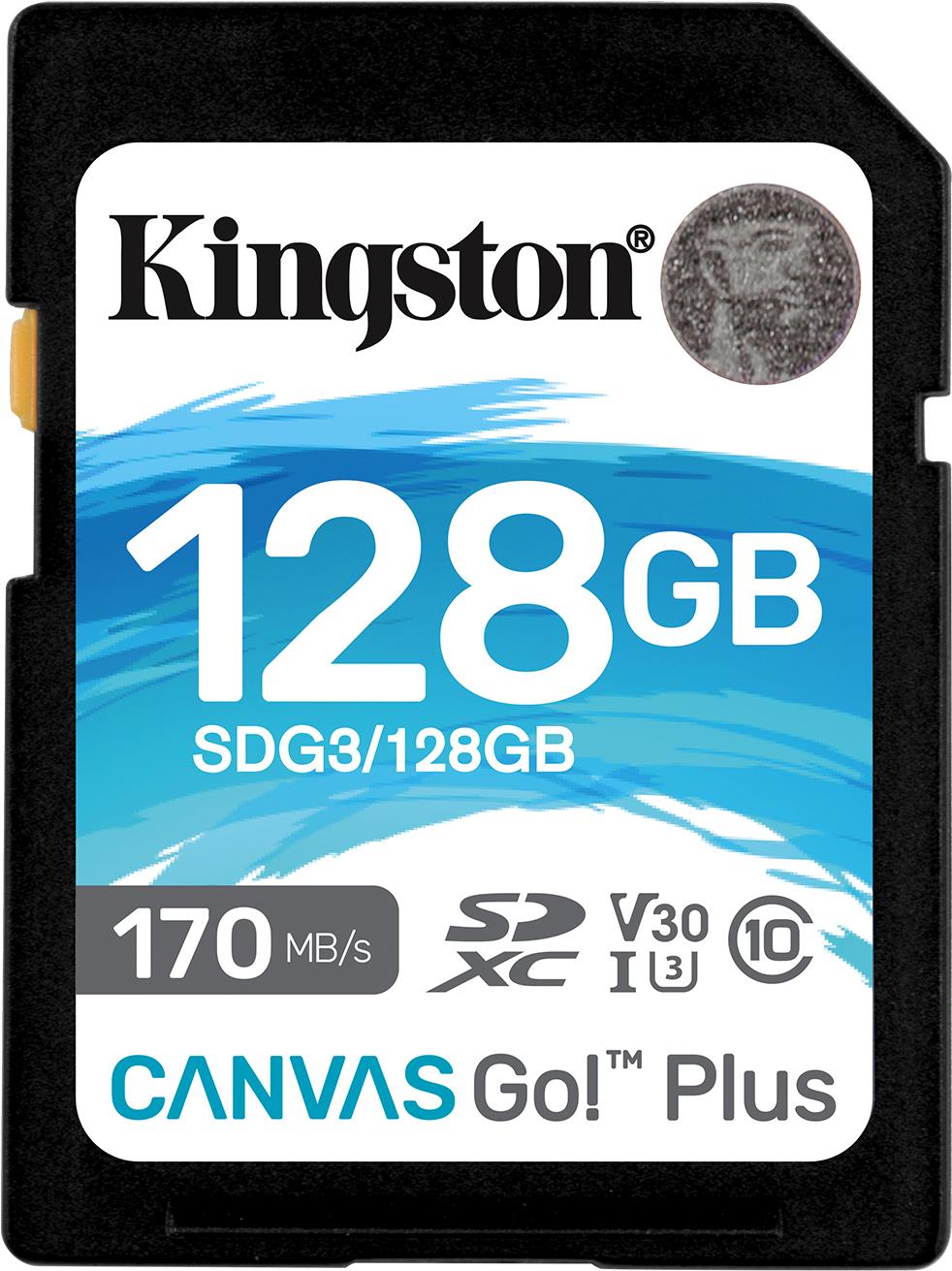 Kingston Canvas Go! Plus - Flash-Speicherkarte - 128GB - Video Class V30 / UHS-I U3 / Class10 - SDXC UHS-I (SDG3/128GB) von Kingston