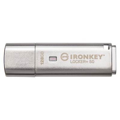Kingston 128 GB IronKey Locker+ 50 Verschlüsselter USB-Stick Metall USB 3.2 Gen1 von Kingston